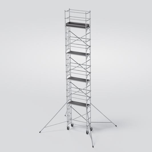 Narrow aluminum tower 2.5 x 0.75 x 9.64 m