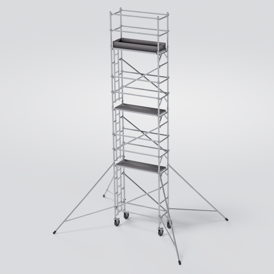 Narrow aluminum tower 2.5 x 0.75 x 7.78 m