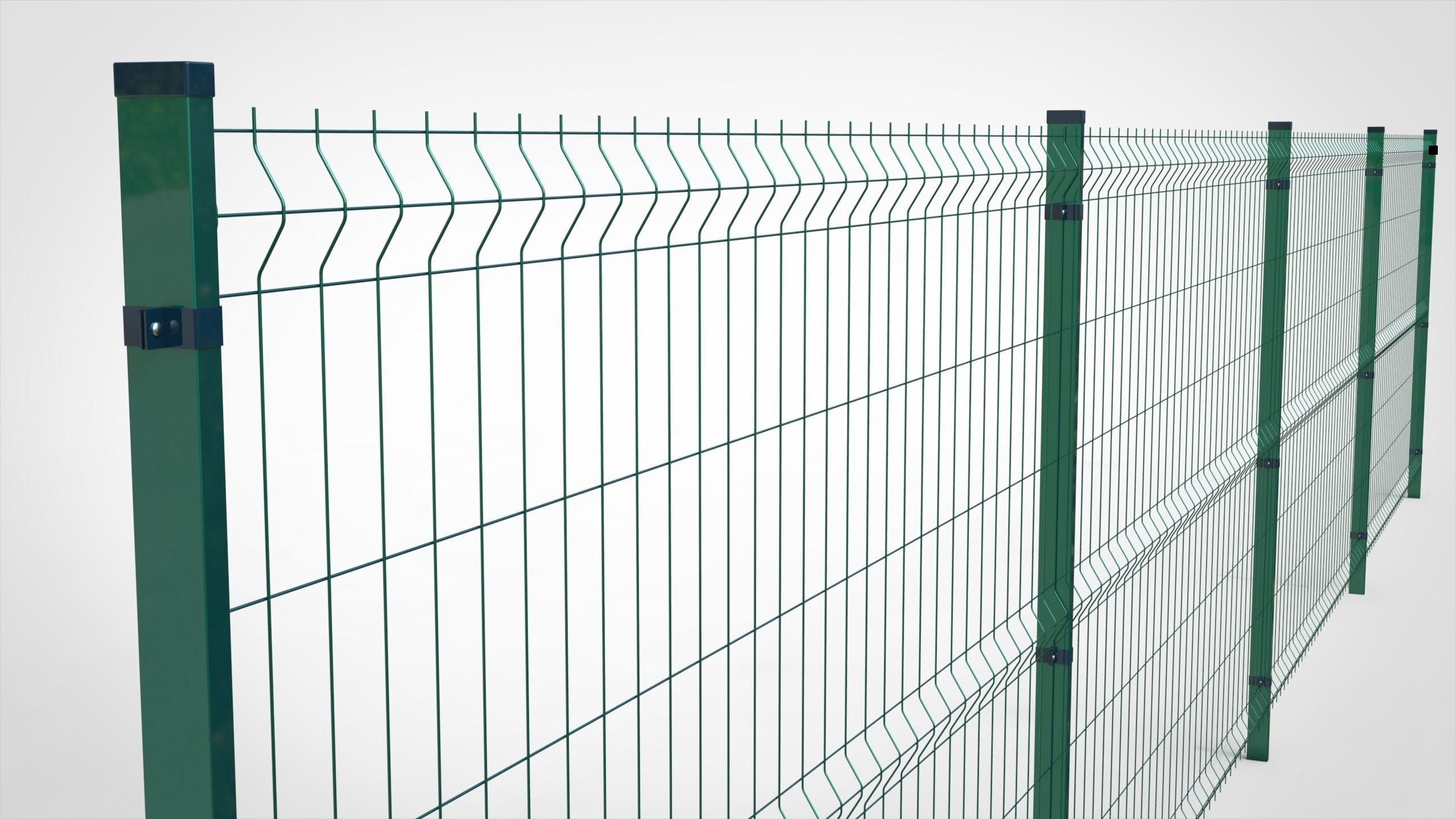 Fence segment 3D, 2.5x1.53 m, [200x50 mm], ø4 mm, grey/green | Tvoris